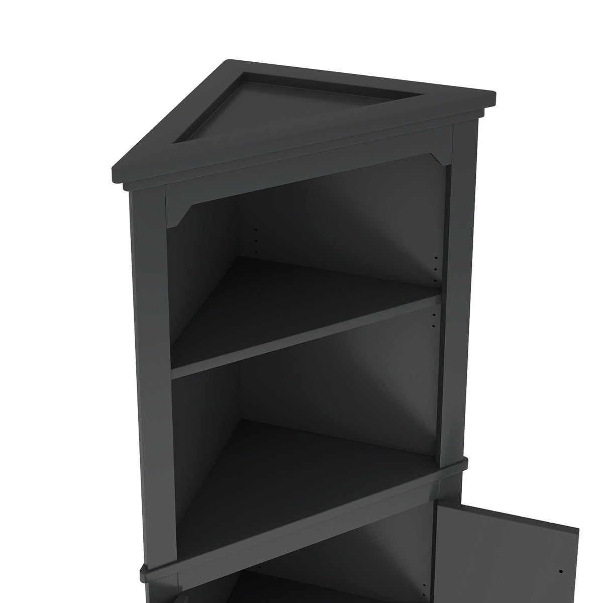 Tall Corner Cabinet with Doors, Dining Room or Kitchen, Black