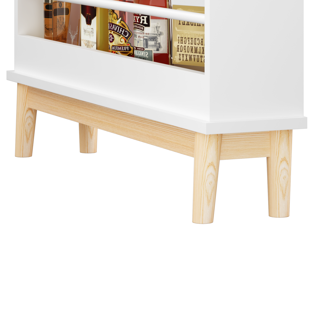 Wall-Mounted Kids Bookshelf with 3 Front-Facing Display Shelves, Modern White Book Rack with Natural Wood Base for Toddler Bedroom