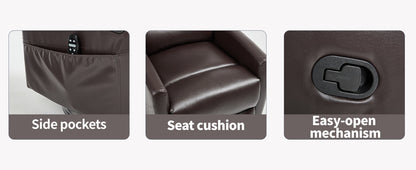 Heat Massage Manual Recliner Chair with Rocker and Swivel in Fabric, Brown