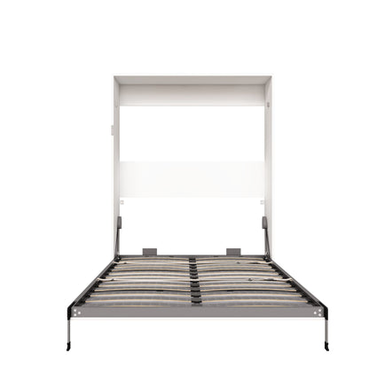 Queen Murphy bed, 65-inch foldable wall bed, with metal bed frame, solid wood support slats, concealed bed frame, with safety lock mechanism,suitable for bedrooms and guest rooms, white