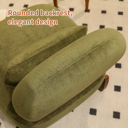 Cute Accent Chair with Solid Wood Legs, Velvet Living Room Chair with Soft Cushion, Cozy Bedroom Chair, Comfy Armless Reading Chair - Green – Model W2105P379653
