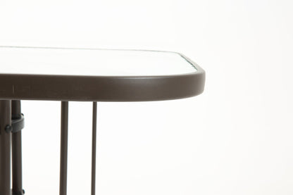 Tangkula 35 Inch Patio Dining Table with Tempered Glass Top