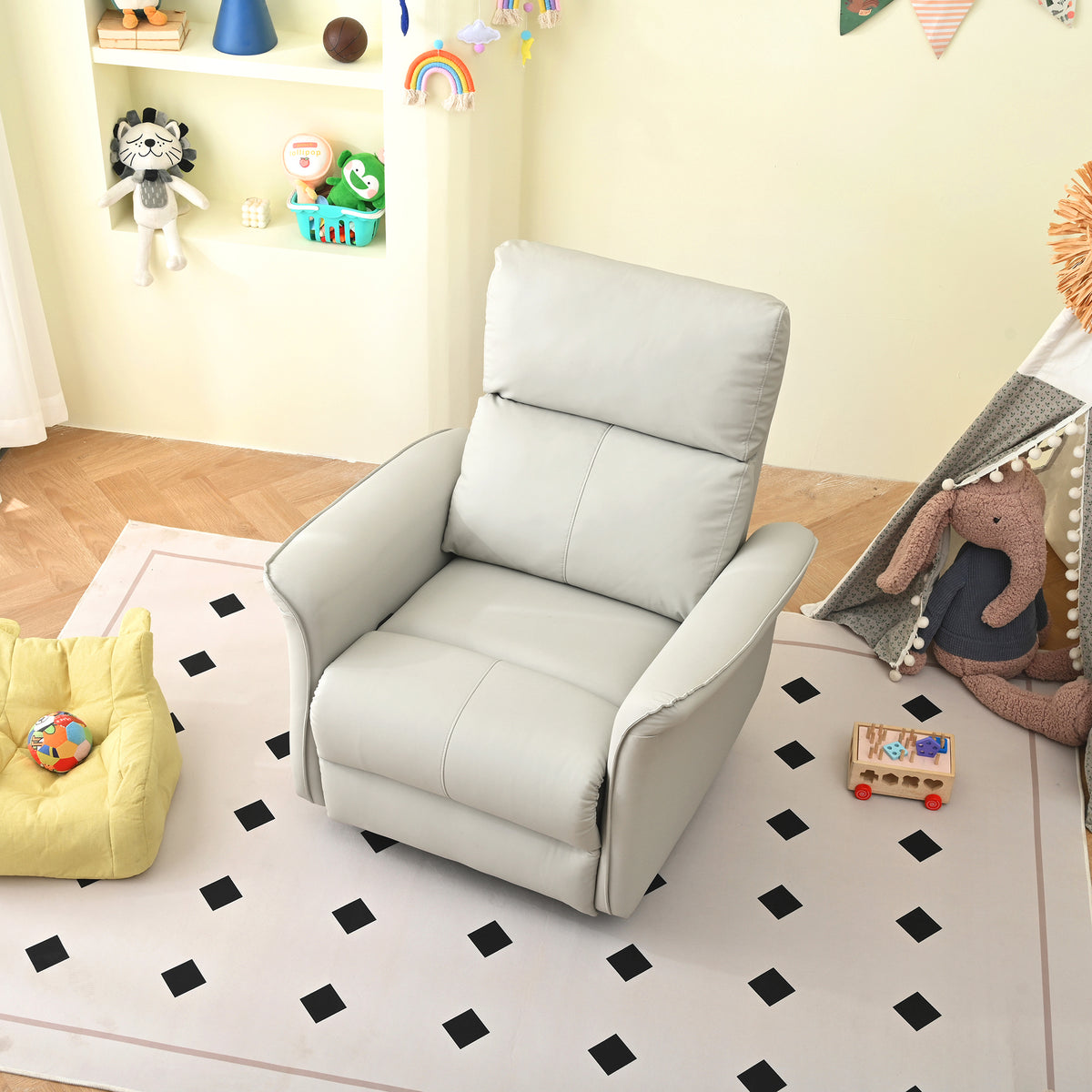 Manual Rocker Recliner Chair for Adults, Rocking Glider Recliner, PU Leather Rocking Chair