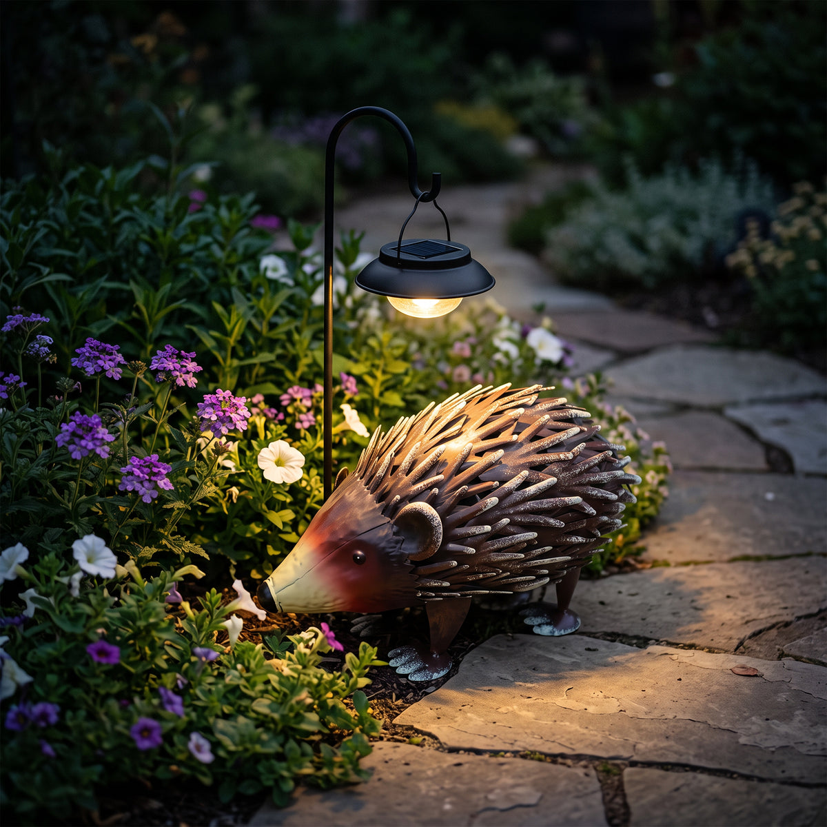 Metal Hedgehog Garden Statue Handmade Wrought Iron Animal Sculpture, Weatherproof Realistic Hedgehog Figurine Outdoor Lawn Patio Yard Landscape Decor Ornament