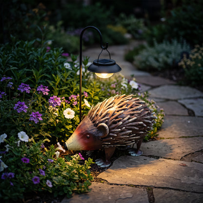 Metal Hedgehog Garden Statue Handmade Wrought Iron Animal Sculpture, Weatherproof Realistic Hedgehog Figurine Outdoor Lawn Patio Yard Landscape Decor Ornament