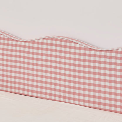 Twin‑Size Daybed, Gingham Upholstered 3‑in‑1 Versatile Convertible Sofa Bed with Pull‑Out Trundle & Side Storage Pockets, Ideal for Multiple Room Layouts and Small‑Space Living-Pink