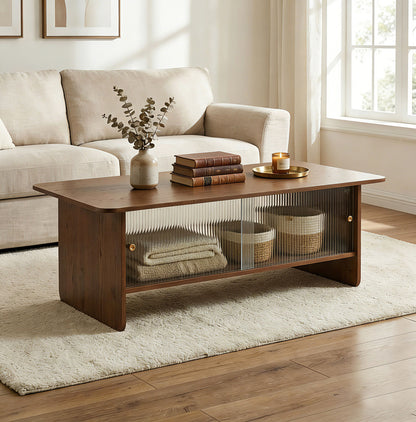 47-inch rectangular modern minimalist coffee table with a storage cabinet featuring glass sliding doors, suitable for living rooms, bedrooms and offices, easy to assemble, brown
W3935P408518/D25001Z