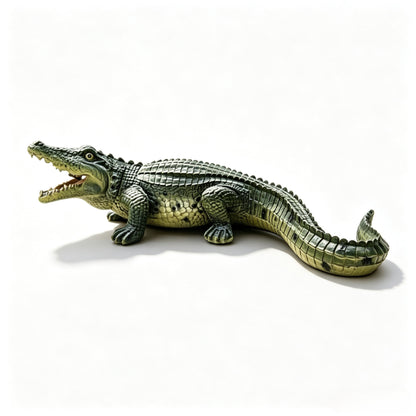23" Simulated Crocodile Garden Statue, Resin Animal Ornament, Creative Indoor & Outdoor Decor for Garden, Porch, Pond & Backyard