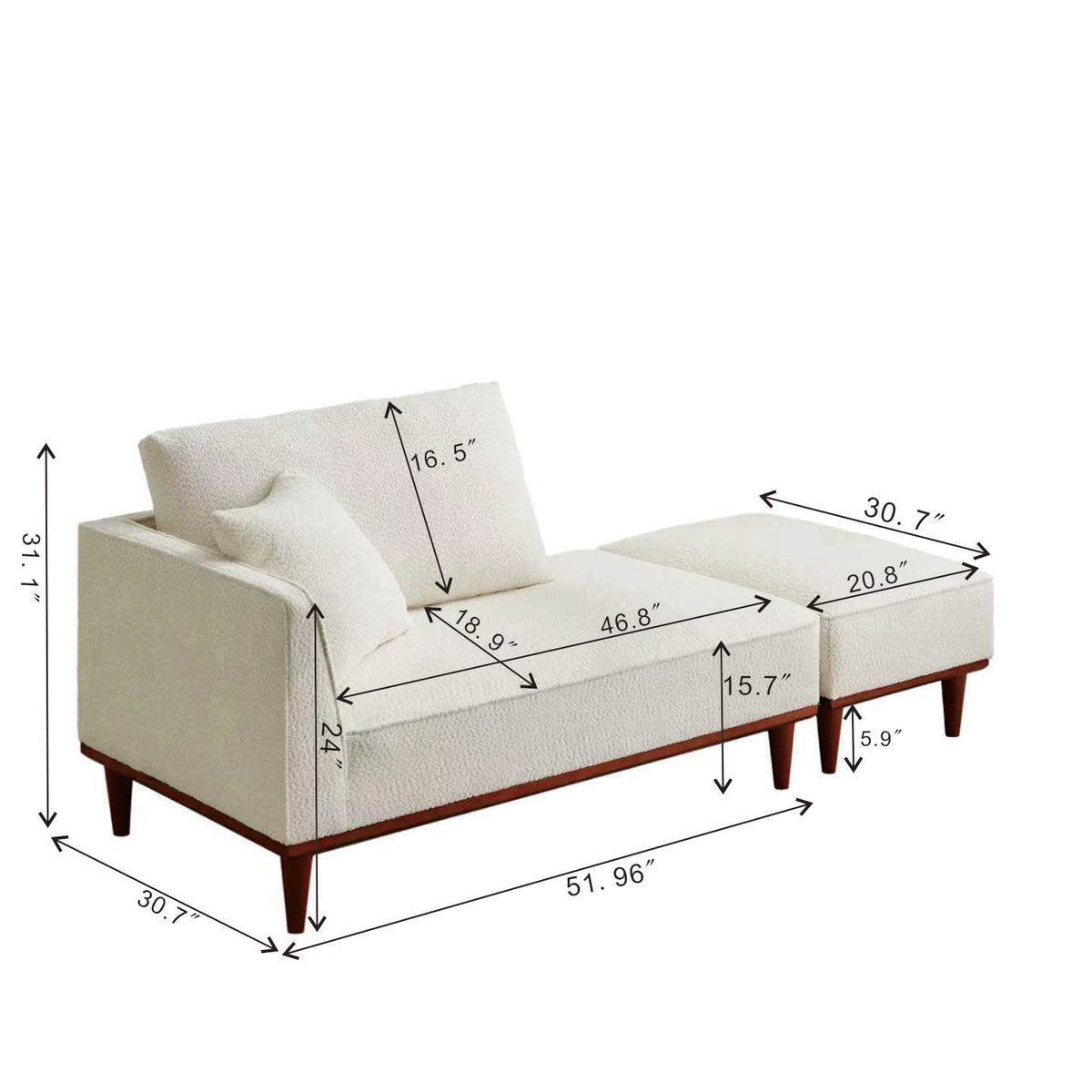 Upholstered Chaise Lounge and Stool