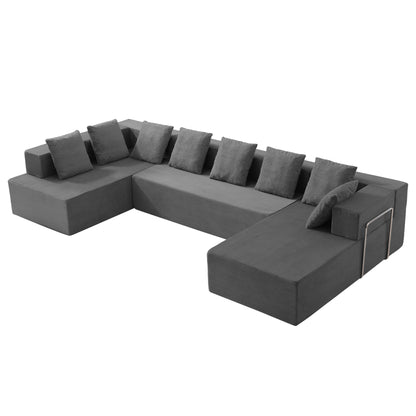 142.5-inch L-shaped sectional sofa, filled with high-resilience foam for a cloud-like seating experience.
