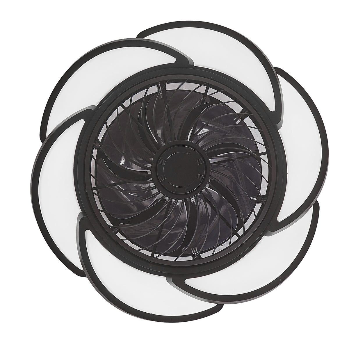 Black Bladeless Ceiling Fan with Remote Control, 6 Speeds Dimmable Light, Enclosed Low Profile for Bedroom Living Room, 17-Inch