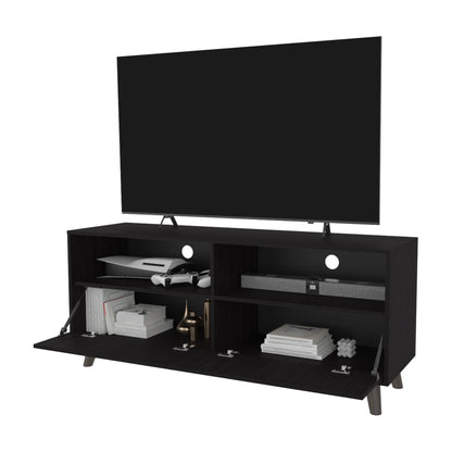 FM FURNITURE Black City Tv Stand 60" with Open Storage and 1 Door, Wengue