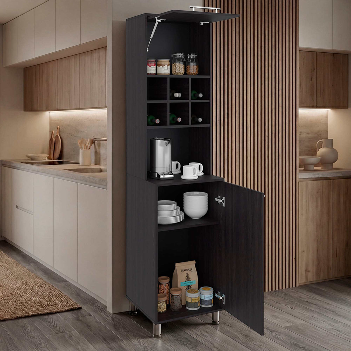 Wenge Open Shelves Kitchen Pantry