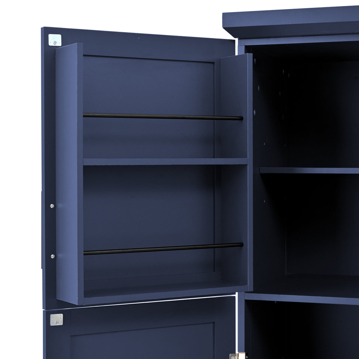 [Assembly Video Provided] TOPMAX 35.5x17.6x70.9inch Freestanding Kitchen Pantry Cabinet, Tall Storage Cabinet with 4 Doors, 2 Door Shelves – Blue
