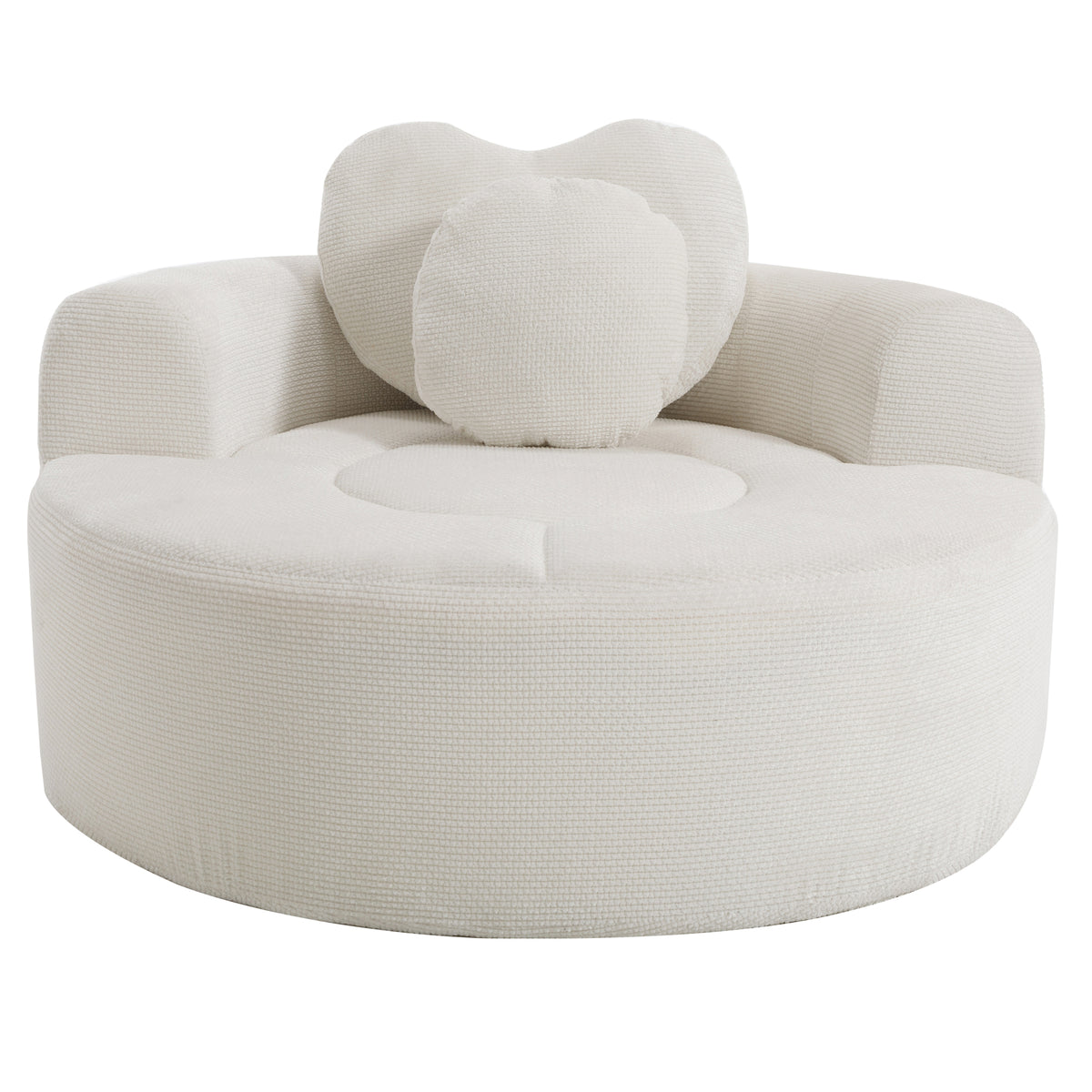 Round Sofa Bed with Memory Foam Sectional Couches for Living Room, Cloud Couch with two pillows, Beige