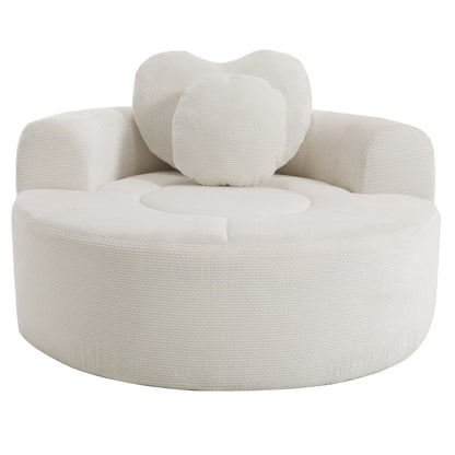Round Sofa Bed with Memory Foam Sectional Couches for Living Room, Cloud Couch with two pillows, Beige