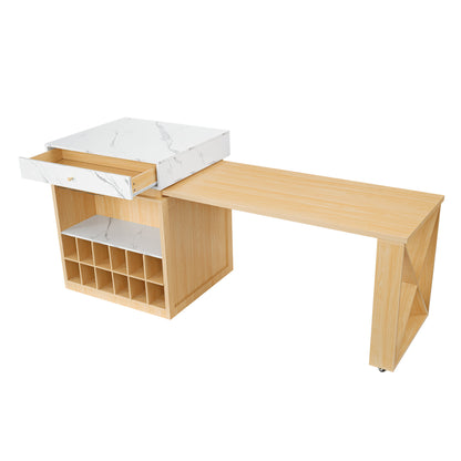 U_STYLE Modern Imitation Marble Counter Height Dining Table for 4, Farmhouse Bar Table with Adjustable Shelf, for Kitchen & Home Bar (Chairs Not Included)