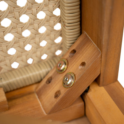 Netro Acacia Wood Dining Chair with Light Brown Wicker