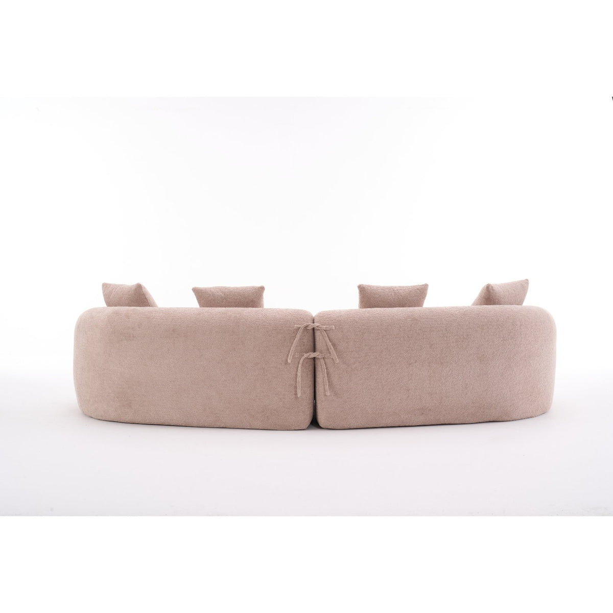 LY-025 Modular Sleeper Sectional Sofa, 4-Seater with Wood Grain Chenille Fabric, Warm Beige Convertible Sofa Bed