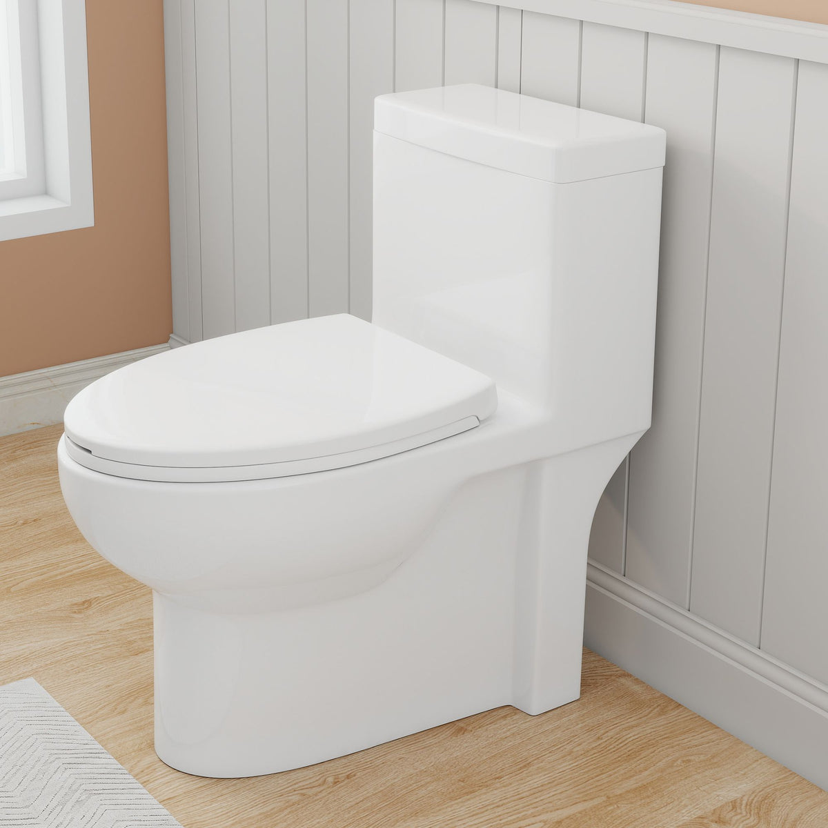 Gloss White GW-003S Tornado Flush One-piece Elongated Toilet with Siphonic Side Press, ADA Comfort Chair Height