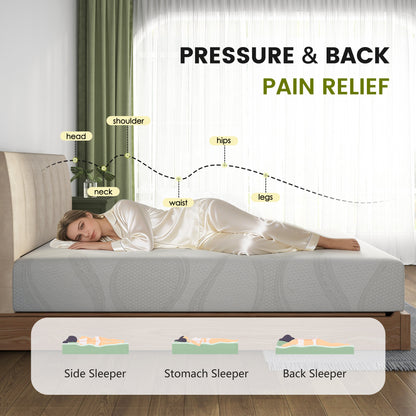 King Size Memory Foam Mattress, 12 Inch Bed Mattress, with Cooling Green Tea Gel, CertiPUR-US Certified, White