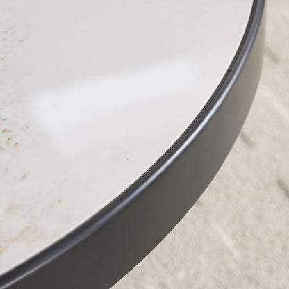 Set of 2 Coffee Table,MDF Round Coffee Table Sintered Stone Tabletop for Living Room Apartment,Leisure Area BLACK