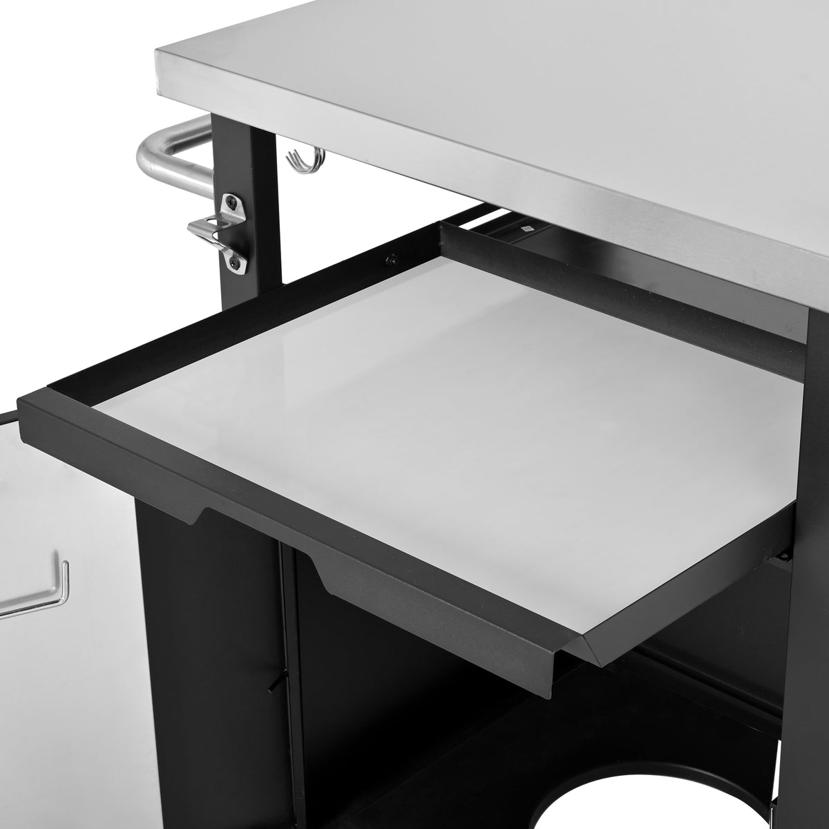 K&K 39.5" Outdoor Grill Cart with Storage Cabinet, Outdoor Bar Cart Pizza Oven Table with Wheels, Stainless Steel Top
