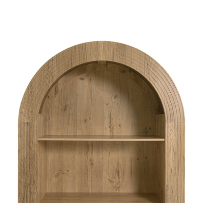 78.74" Tall Arched Bookcase, Mid Century Modern 4-Tier Arched Storage Bookcase with Open Display Storage Shelf, Bedroom (Natural)