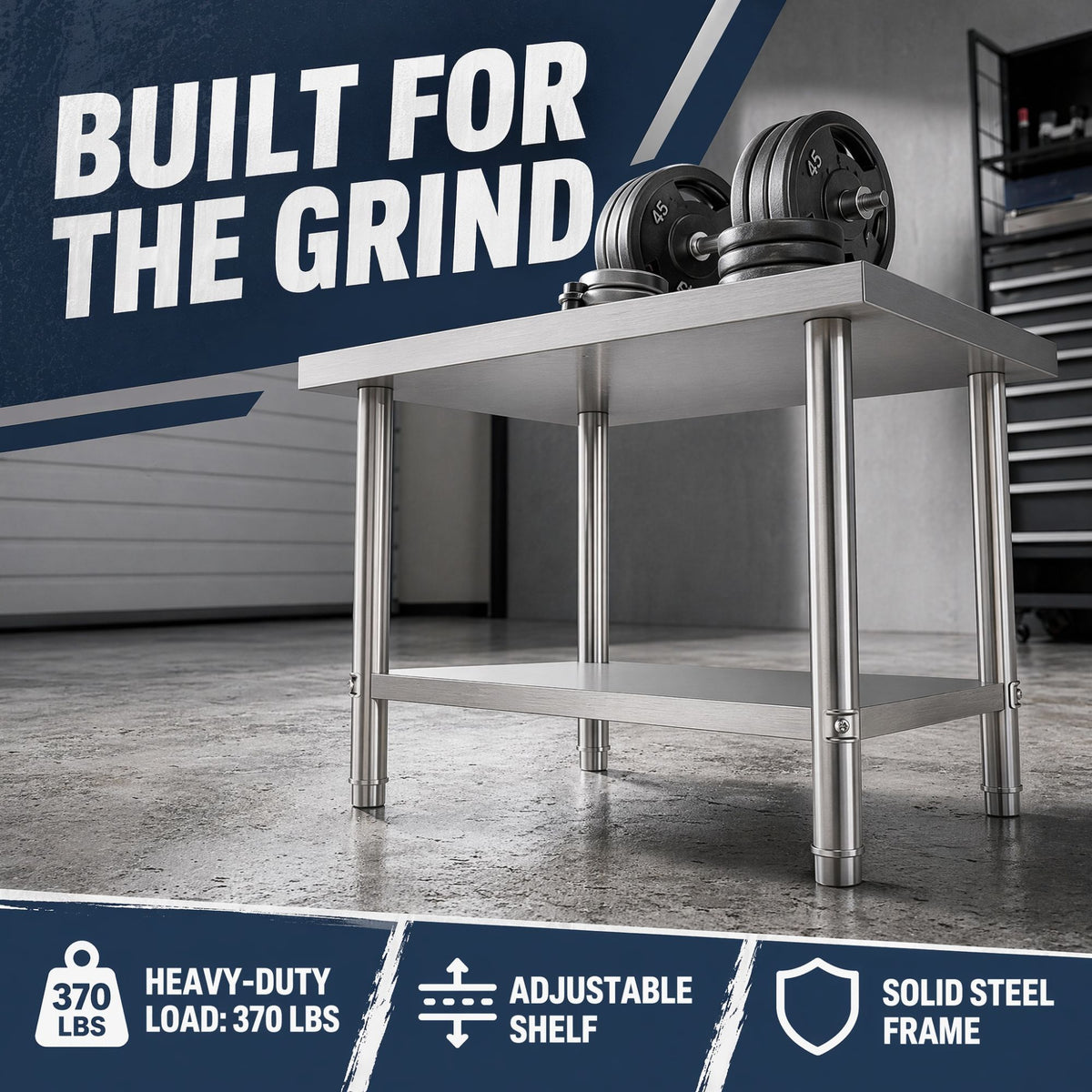 Commercial Stainless Steel Kitchen Prep Table 36''x24'' with Under Shelf for Restaurant and Home Use Silver