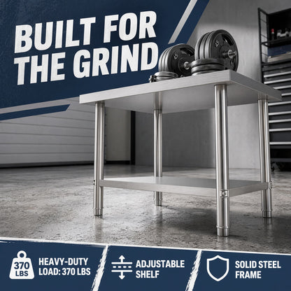 Commercial Stainless Steel Kitchen Prep Table 36''x24'' with Under Shelf for Restaurant and Home Use Silver