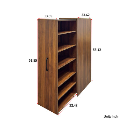 6 Tier Sliding Door Shoe Cabinet with Wheels, Tall  Shoe Storage Organizer, Freestanding Shoe Rack Closet for Entryway, Hallway, Home