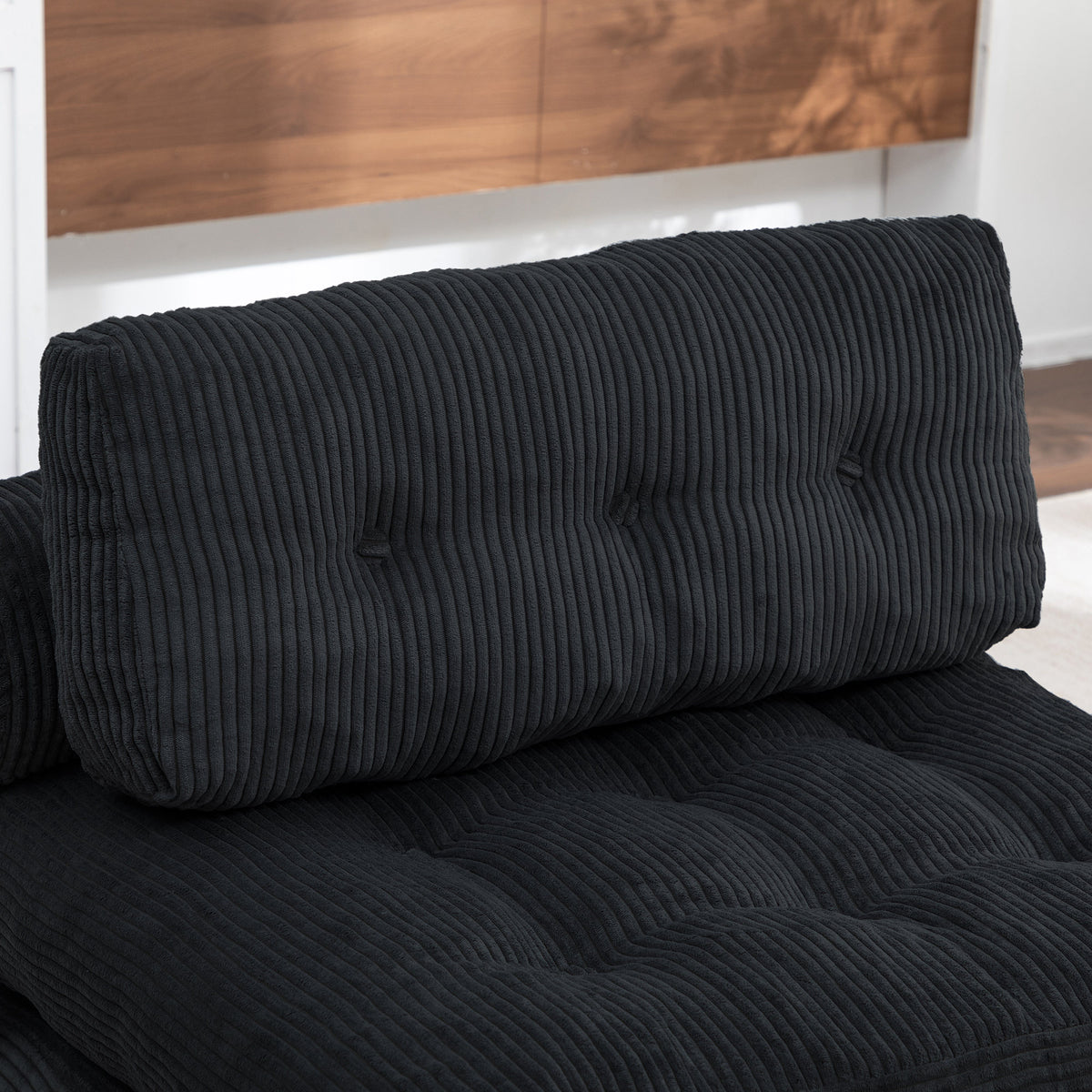 Folding Sofa Bed, Convertible Sleeper Chair with Pillow Foldable Mattress with Back Support, Portable Fold Out Chair Bed Comfy Floor Sofa Lounge for Living Room Bedroom, Black , Single