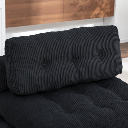 Folding Sofa Bed, Convertible Sleeper Chair with Pillow Foldable Mattress with Back Support, Portable Fold Out Chair Bed Comfy Floor Sofa Lounge for Living Room Bedroom, Black , Single