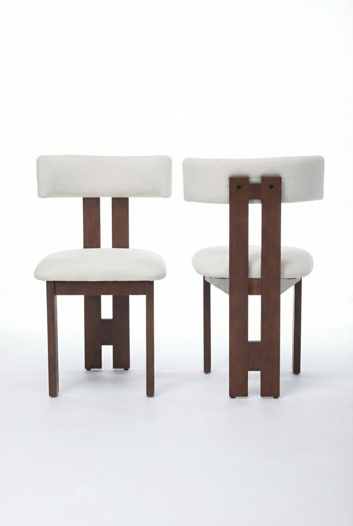 Mid-Century Modern Upholstered Dining Chair with Solid Wood Frame, Ergonomic T-Back Accent Side Chair for Dining Room, Kitchen, Living Room & Bedroom, Set of 2