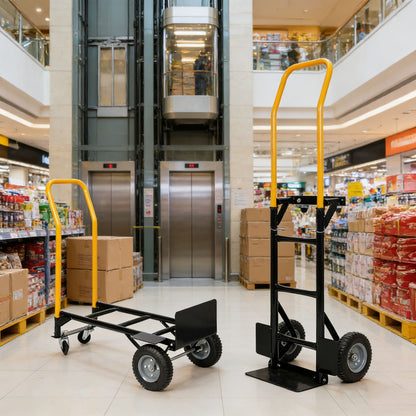 Hand Truck Dual Purpose 2 Wheel Dolly Cart and 4 Wheel Push Cart with Swivel Wheels 330 Lbs Capacity Heavy Duty Platform Cart for Moving/Warehouse/Garden/Grocery