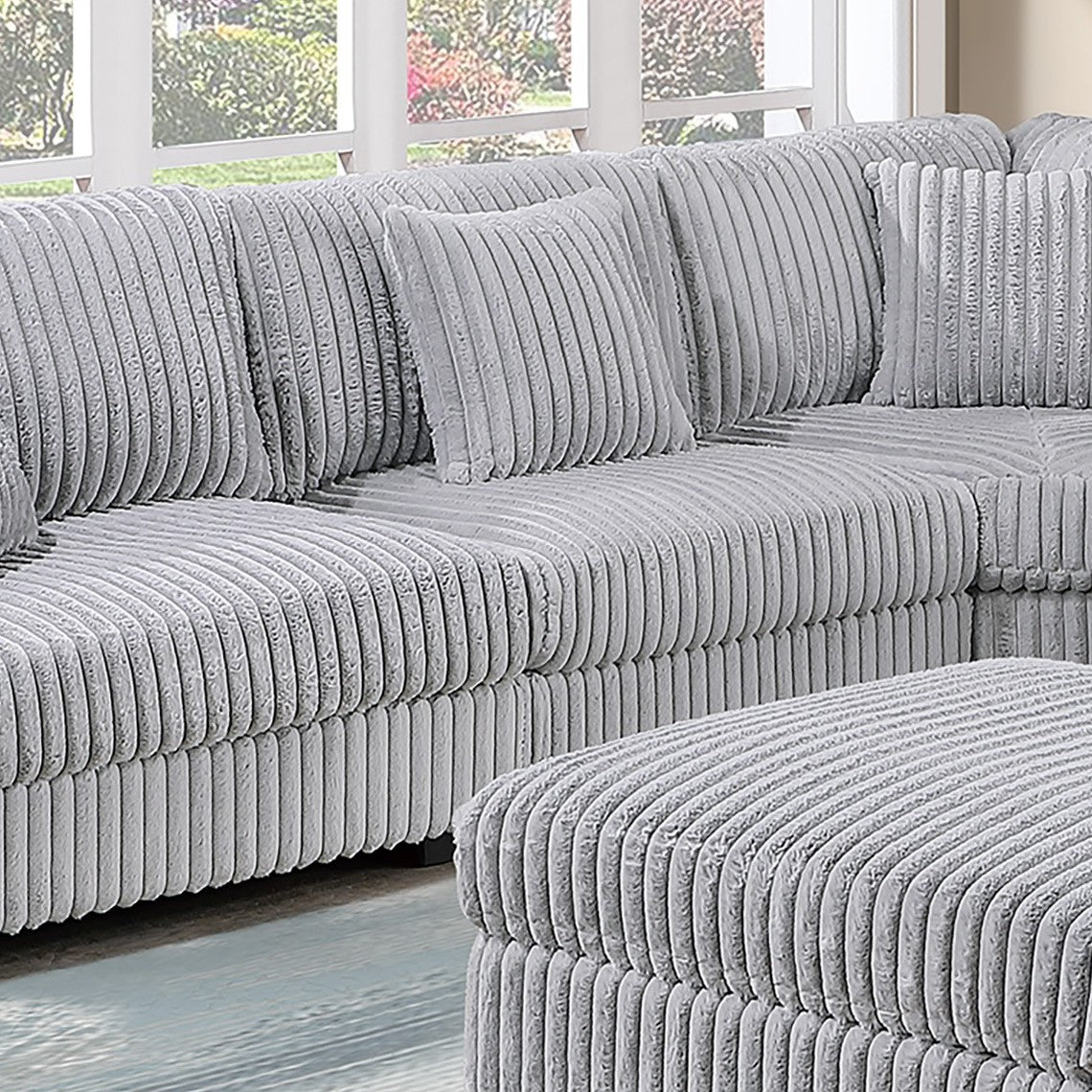 Mink Gray Fur-Like Corduroy Armless Chair Modular 1pc Chair w Pillow Living Room Furniture Contemporary Style