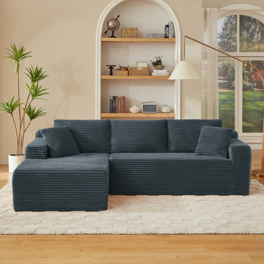L-Shaped Cloud Sectional Sofa with Deep Seat,No Assembly Required,Modular Couches Sleeper for Living Room,Bedroom,Apartment,Dark Grey