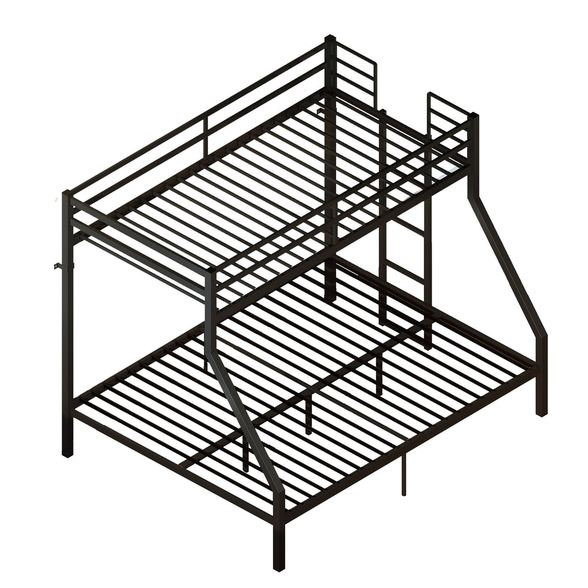 Heavy Duty Twin over Queen Metal Bunk Bed with 1200 LBS Capacity, Noise-Free Structure with Wall Mount & Anti-Slip Ladder