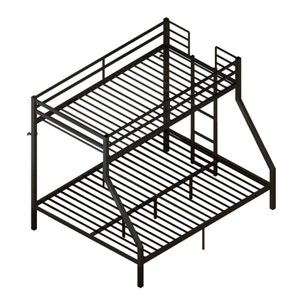 Heavy Duty Twin over Queen Metal Bunk Bed with 1200 LBS Capacity, Noise-Free Structure with Wall Mount & Anti-Slip Ladder