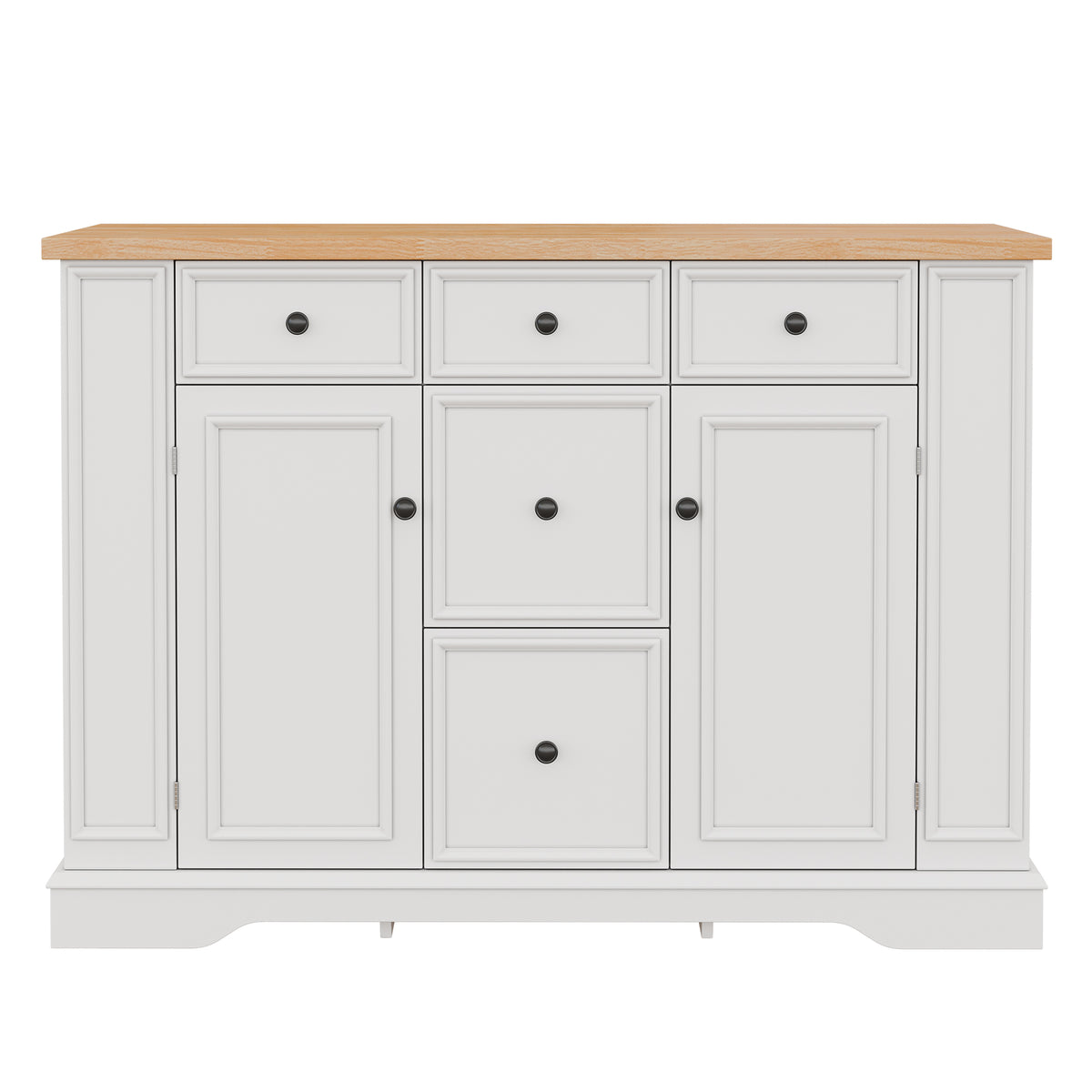 TREXM Sideboard Buffet Cabinet with Storage, Kitchen Console Table with 5 Drawers, 2 Cabinets, Adjustable Shelves, Buffet Server for Dining Room, Living Room, Entryway (White)