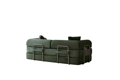 78.8' Compression Sofa,Convertible Floor Sofa Bed-with Pillow Back Support Armrest,Comfy Futon Couch Sleeper Bed,Loveseats Boneless Modular Sectional Sofa,Corduroy fabric,for Living Room,Bedroom,Green