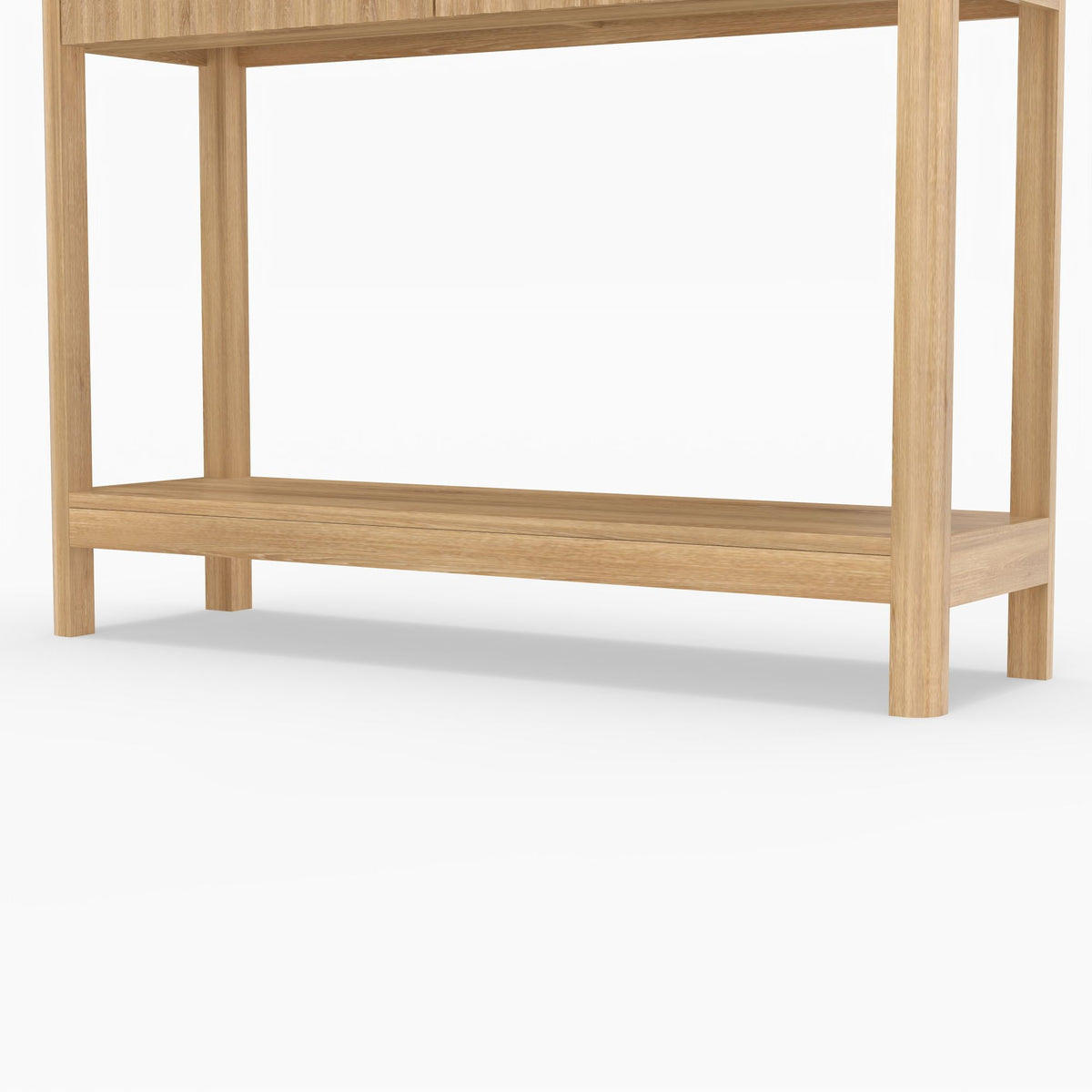 Mid-Century Modern Fluted Console Table with 2 Drawers & Open Shelf, Oak Finish Narrow Entryway Table, Slim Sofa Table for Hallway, Living Room, Small Spaces, Easy Assembly