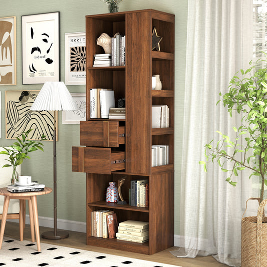 Tall Storage Cabinet with Drawers & Open Shelves, Freestanding Bookshelf Organizer for Bathroom, Bedroom, Living Room