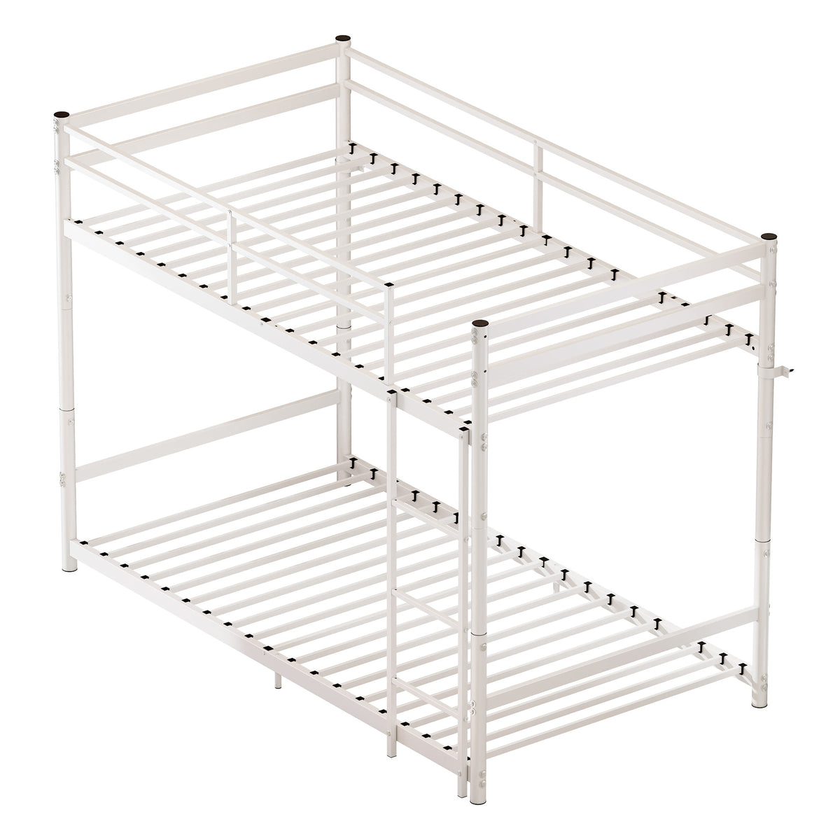 Heavy Duty Metal Twin Over Twin Bunk Bed, Convertible to 2 Separated Twin Beds, Noise-Free Steel Frame with Rubber Anti-Slip Ladder & 11.3' Guardrails, 400/485 LBS Weight Capacity, White