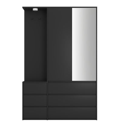 Wardrobe Closet 71.7" H, Bedroom Wooden Wardrobe with 2 Doors 6 Drawers – Black