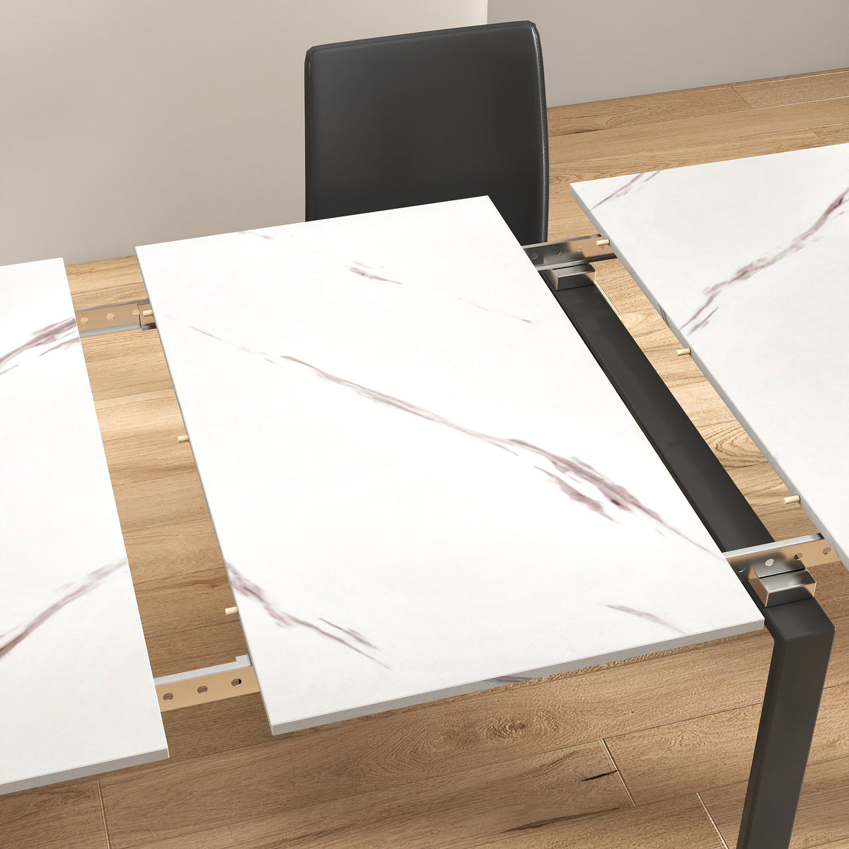 Modern Multifunctional Extendable Dining Table with Outlet, Space Saving Expanding Table with Storage for Party, Weddings, Meetings