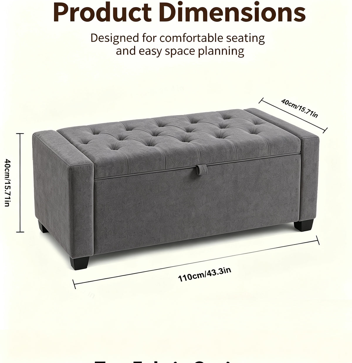 Storage Bench, End of Bed Storage Benches, Chenille Fabric Upholstered Ottoman Bench with Safety Hinge for Living Room Entryway Bedroom Hallway.Dark Gray
