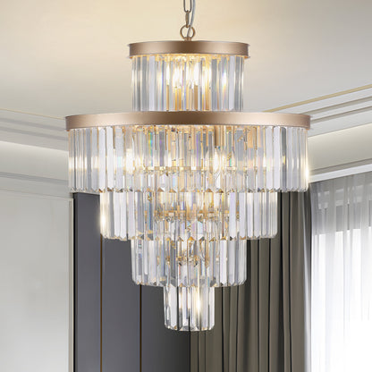 Golden Luxury Crystal Chandelier Modern Chandeliers Lights Fixture Hanging Pendant Light Fixture for Dining Room Bedroom Living Room Dia