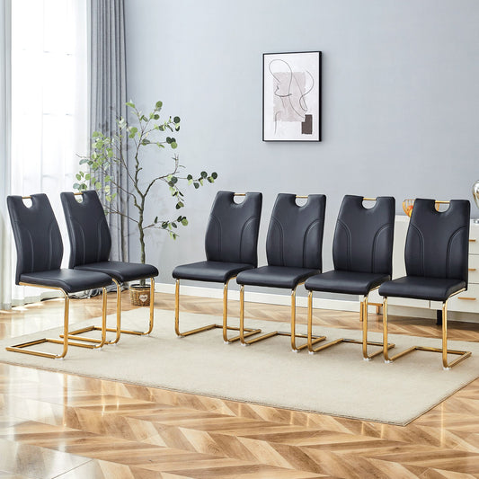 Modern dining chair with PU cushion seat dining chair Living Room Chair Upholstered chair with gold-plated leg leg design, kitchen, living room, bedroom, dining room side chair set of 6.W2920P233522