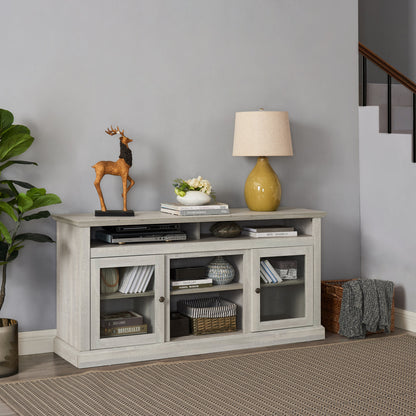 Contemporary TV Media Stand Modern Entertainment Console for TV Up to 65" with Open and Closed Storage Space, Stone Gray